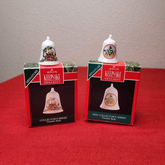 Vintage Hallmark keepsake porcelain thimble bells 1990, 1992 - Picture 1 of 7